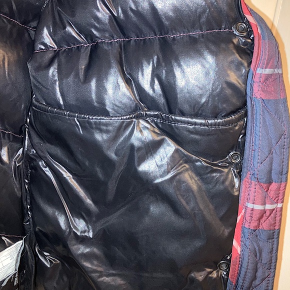 SAM Mackenzie Lamb Shearling Plaid Goose Down Jacket Red Blue Women's XS - Picture 3 of 11